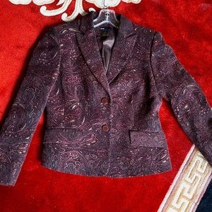 Burgundy Brocade Blazer